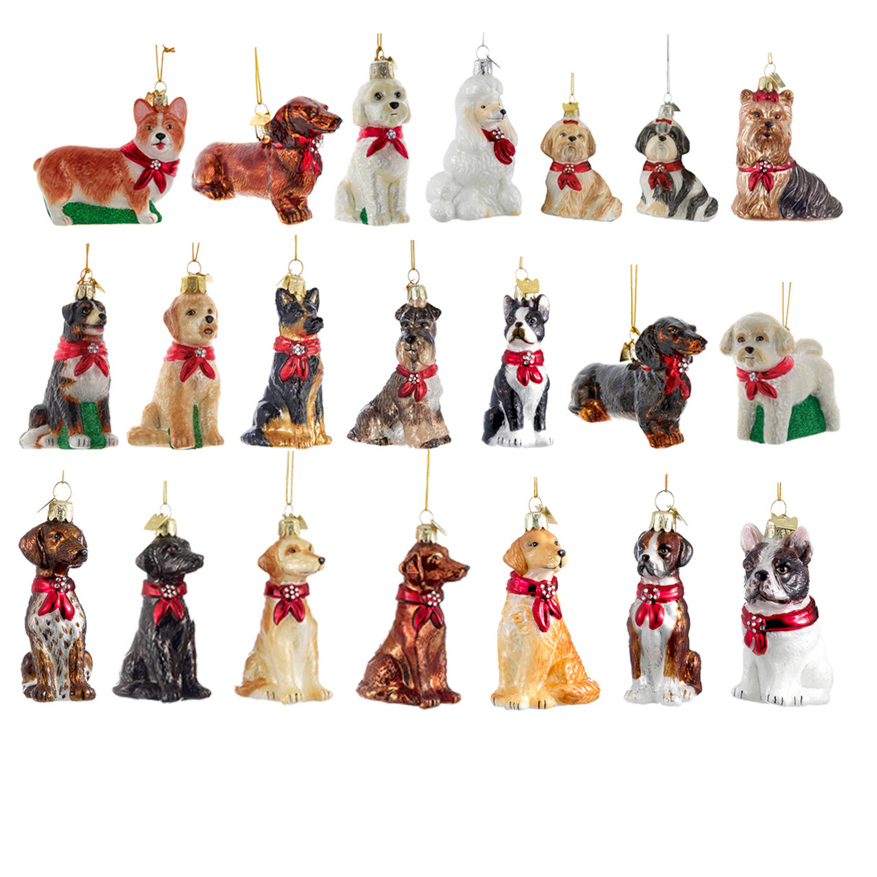 Raz Imports Whimsical Dog Glass Ornaments – Set Of 4 – Christmas/Holiday Decor