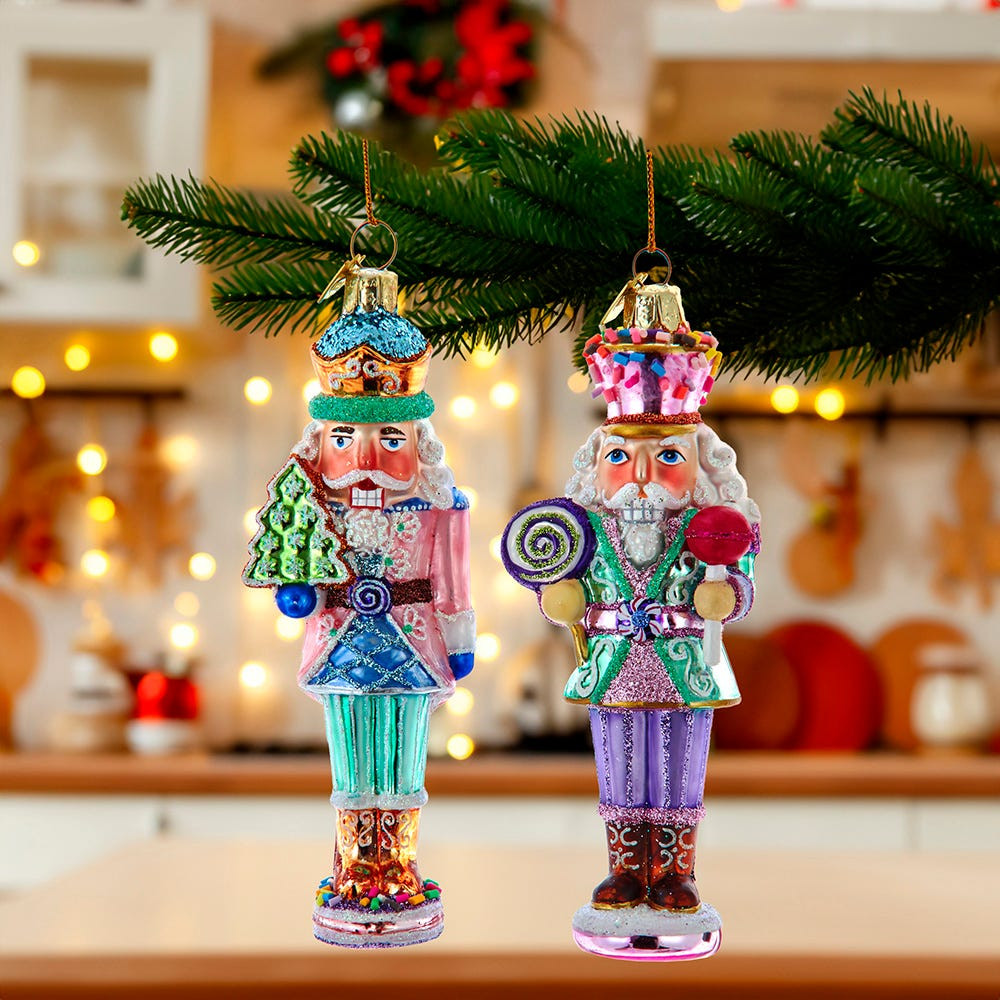Noble Gems™ Glass Nutcracker With Cookie & Lollipop Ornaments, 2
