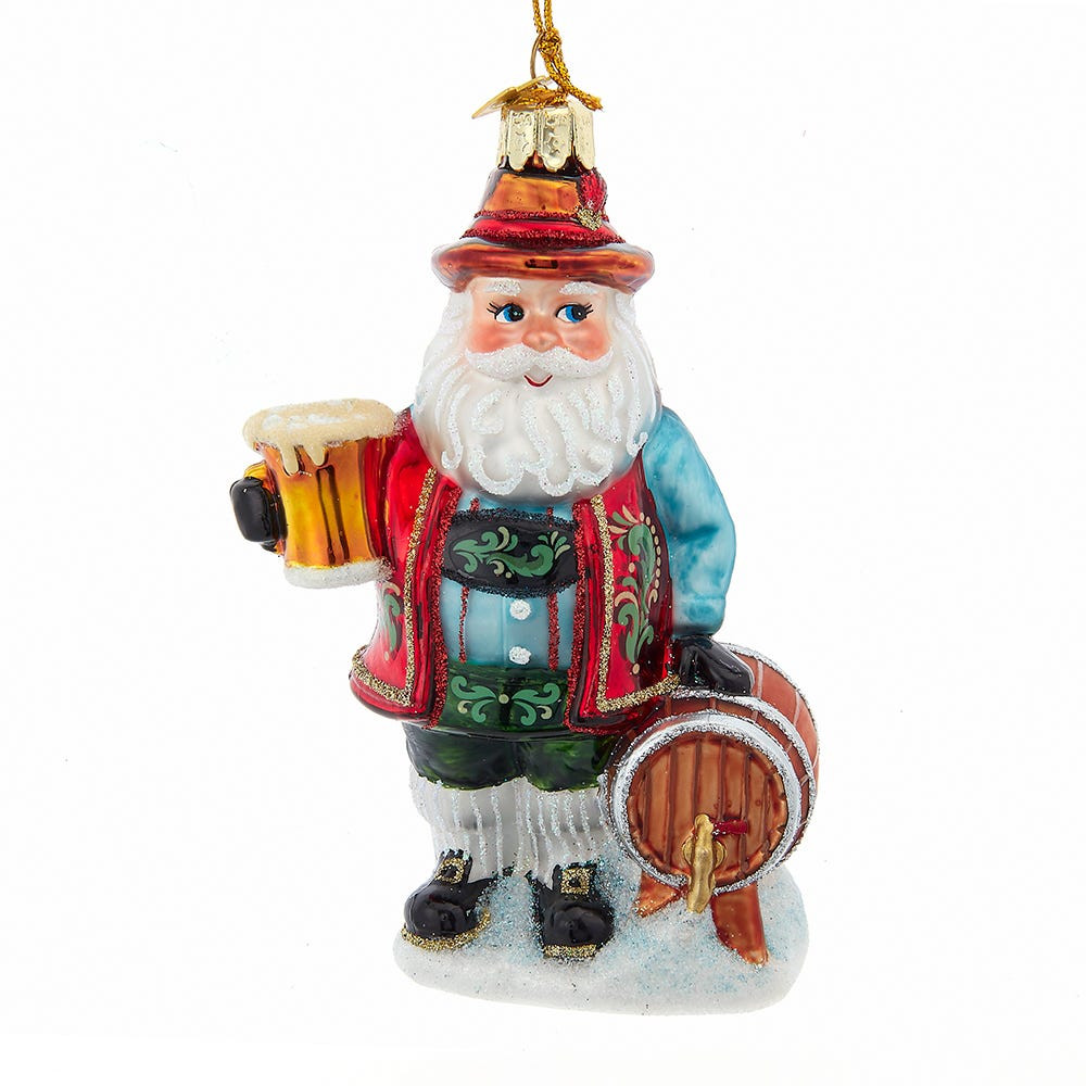Noble Gems™ Glass German Beer Santa Ornament - Kurt S. Adler Inc
