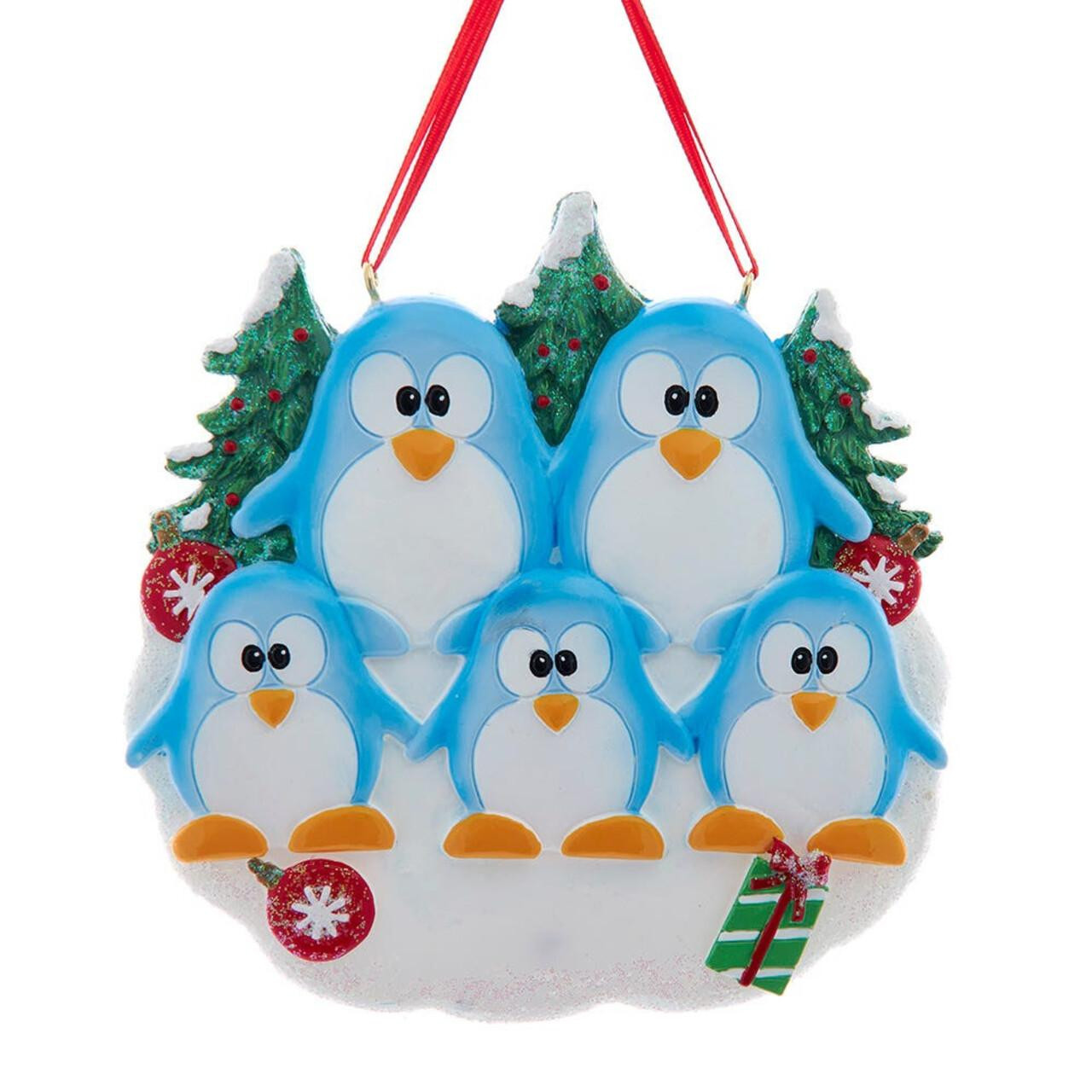 Penguin Family of 5 Ornament For Personalization