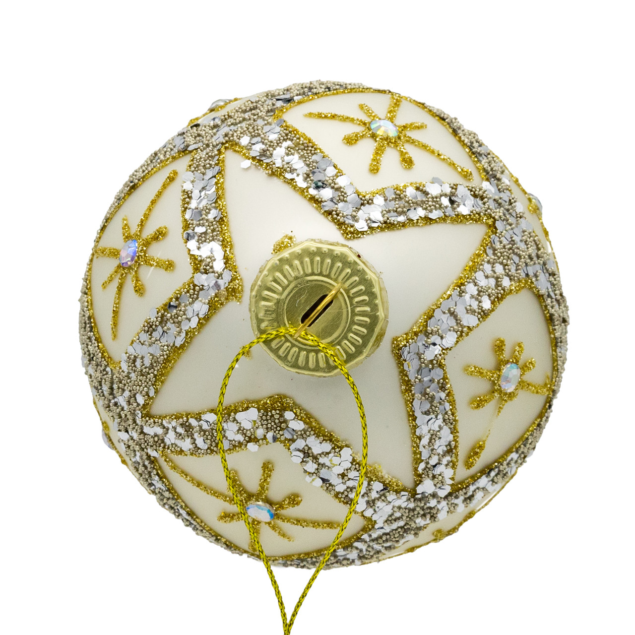 80MM Glass Silver Balls With Gold & Silver Criss-Cross Glitter Design ...