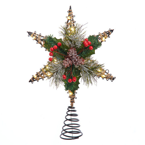 13.5“ Battery Operated Lighted 6-Point Rattan Star Treetop