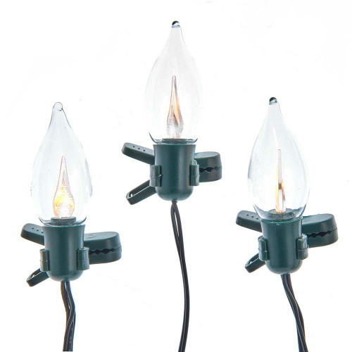 10.5' Battery-Operated 7-Light Flicker Flame LED Light Set With Clips