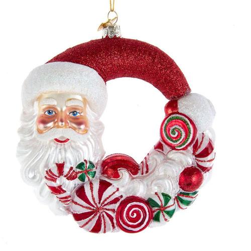 Bellissimo Glass Santa Candy Wreath Ornament