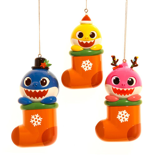Baby Shark™ Family In Stocking Blow Mold Ornaments, 3 Assorted