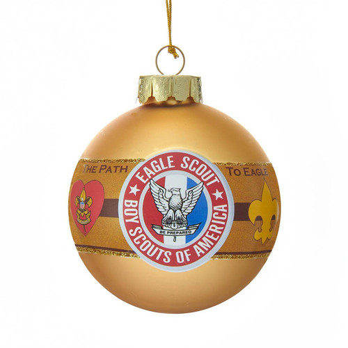 Boy Scouts Of America “The Path To Eagle“ Gold Glass Ball Ornament