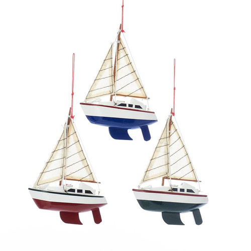 Yacht With Sails Ornaments, 3 Assorted