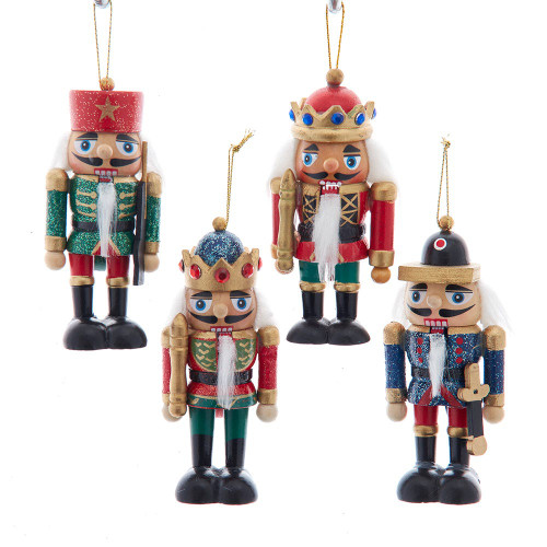 4“ Wooden Nutcracker Ornaments, 4 Assorted