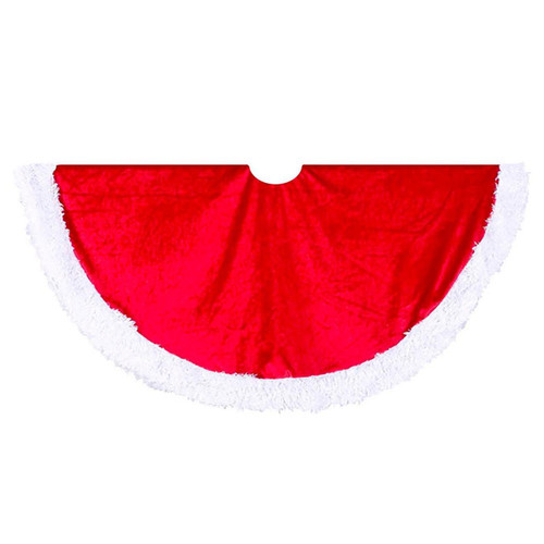 45“ Red With White Trim Velvet Tree Skirt