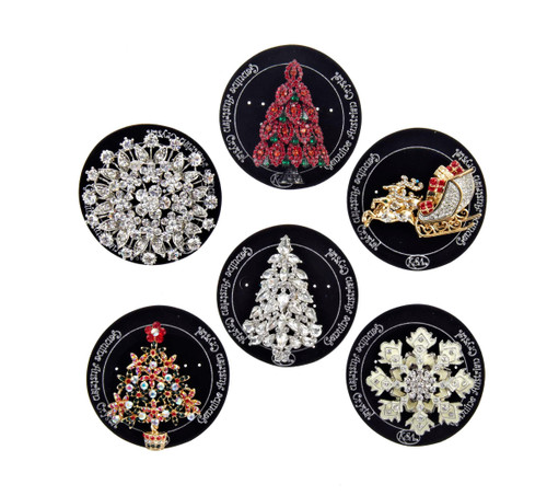 Christmas Enamel Pins, 6 Assorted