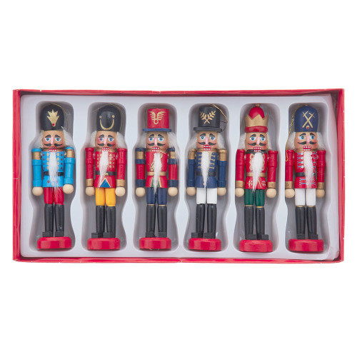 5“ Wooden Nutcracker Ornaments, 6 Assorted