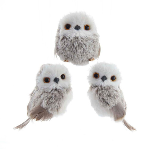 Coffee and White Owl Ornaments, 3 Assorted