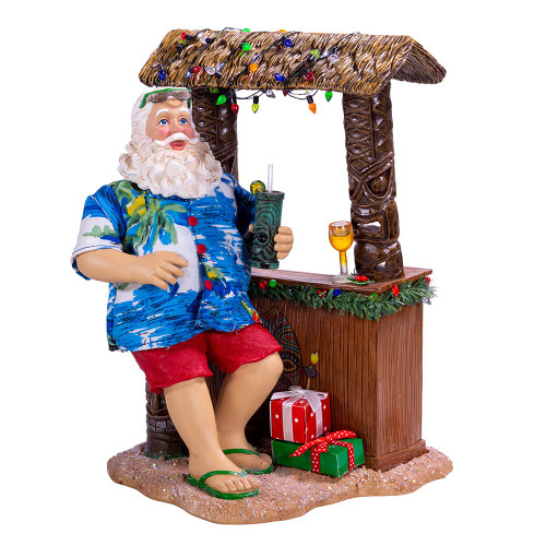 11“ Fabriché™ Beach Santa Sitting At Tiki Bar