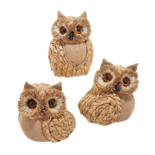Brown Owl Ornaments, 3 Assorted