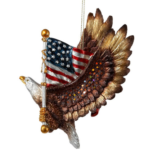 Patriotic Eagle With American Flag Ornament
