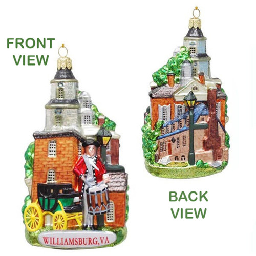 Colonial Williamsburg Cityscape Glass Ornament