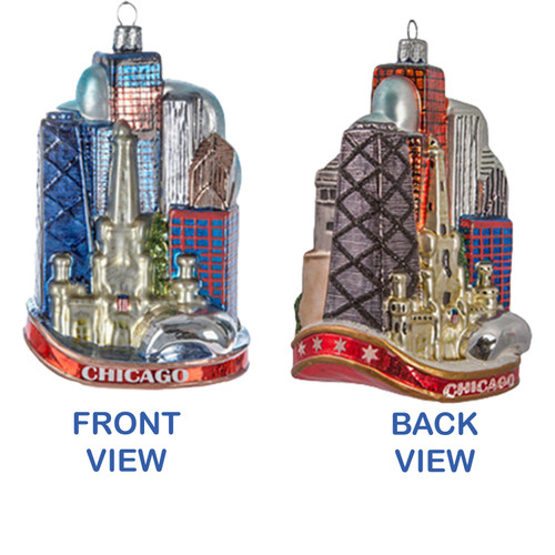 Chicago Cityscape Glass Ornament