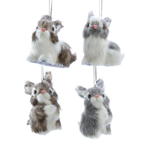 Plush Bunny Ornaments, 4 Assorted