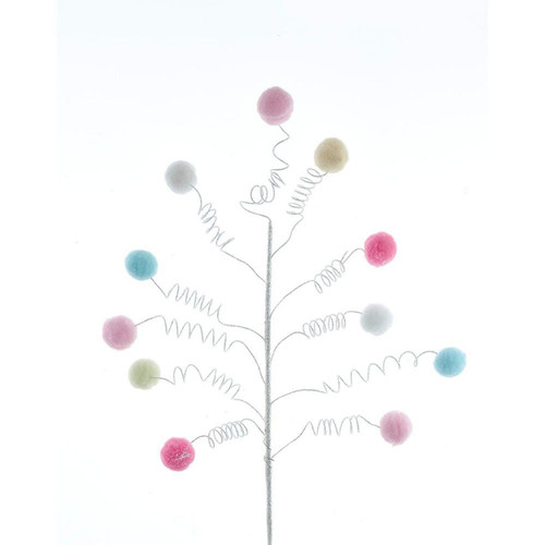 Curly Glittered Pink, Blue & White Pom Pom Spray