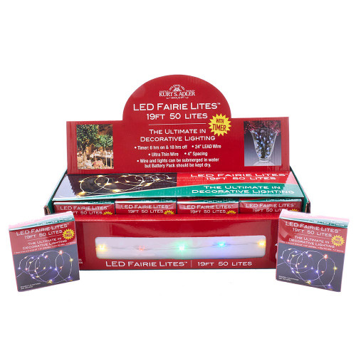 16.3' Battery Operated 50L Multicolor Fairy LED Silver Wire Light Set In PDQ