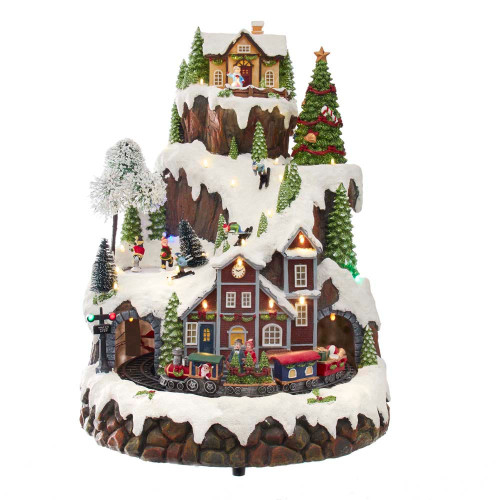Battery-Operated Musical LED Mountain Village Table Piece