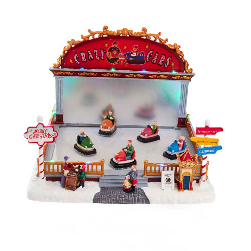 Battery-Operated LED Light-Up Musical Bumper Cars Table Piece