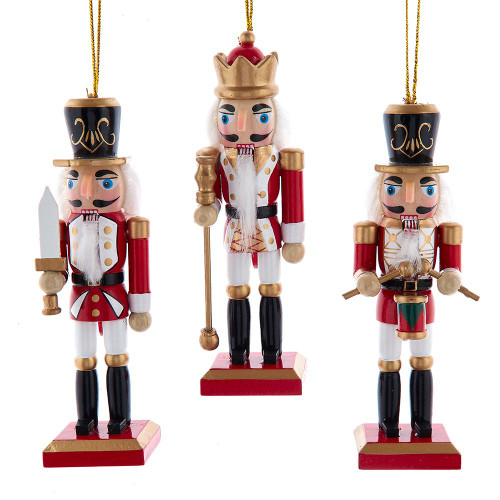 5“ Red & White King & Soldier Nutcracker Ornaments, 3 Assorted