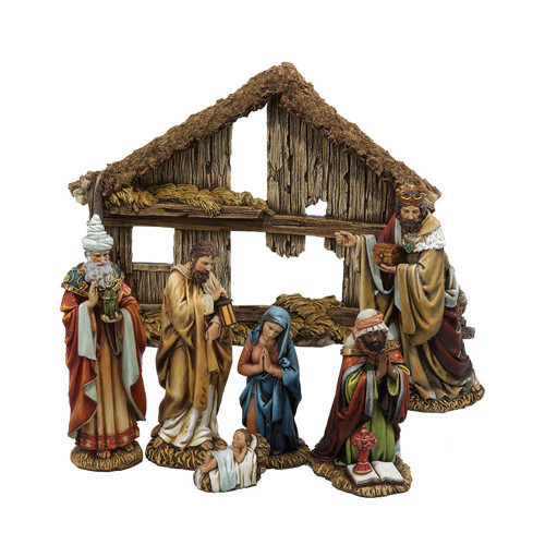 Nativity Set With Stable, 7-Piece Set