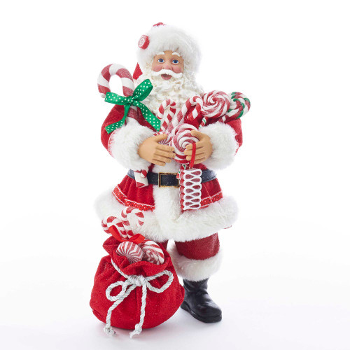 10.5“ Fabriché™ Santa With Christmas Candy and Bag