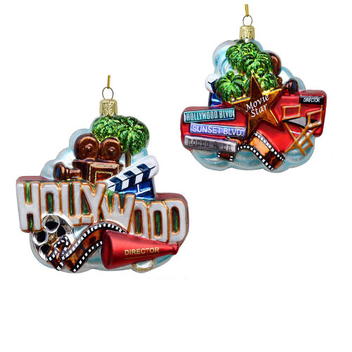 Hollywood Sign Glass Ornament