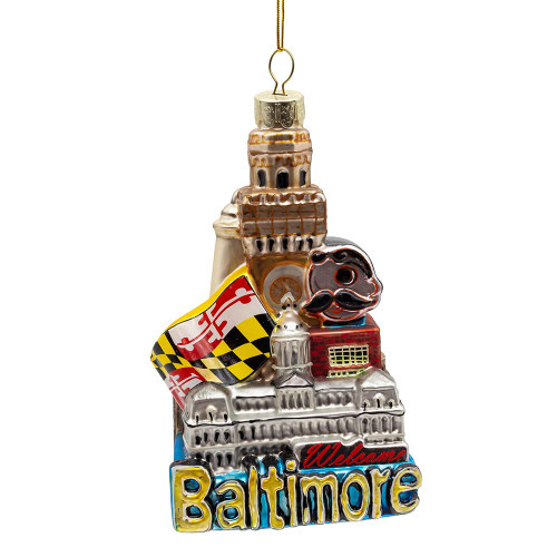 Baltimore Cityscape Glass Ornament