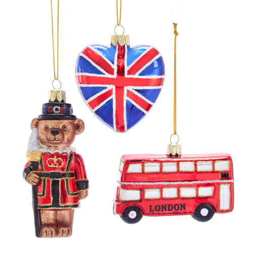 Glass British Ornaments, 3-Piece Set