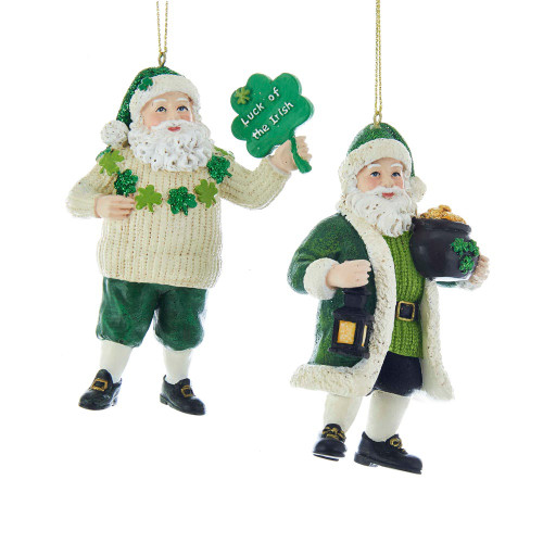 Irish Santa Ornaments, 2 Assorted