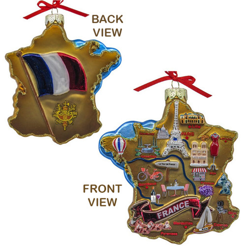 France Map Glass Ornament