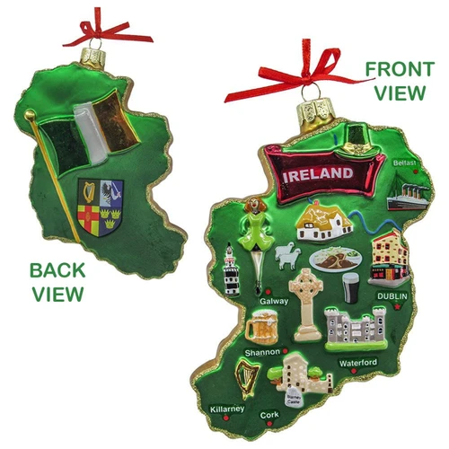 Ireland Map Glass Ornament
