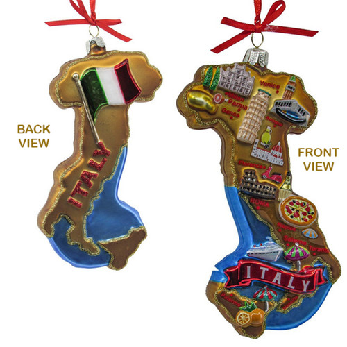 Italy Map Glass Ornament