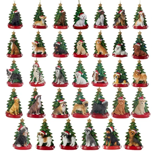 Dog With Christmas Tree Ornaments For Personalization, 34 Assorted