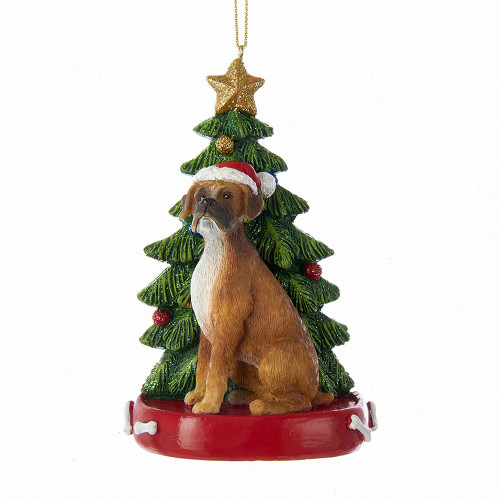 Boxer With Christmas Tree Ornament For Personalization