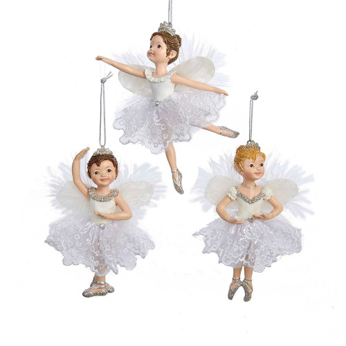 White and Silver Little Ballerina Ornaments
