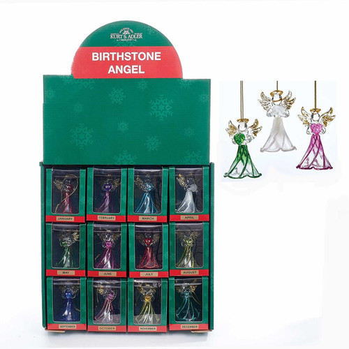 Crystal Birthstone Angel Ornaments, 12 Assorted