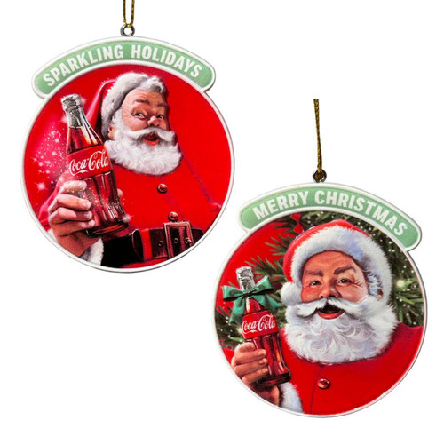 Coca-Cola® 3-D Printed Santa Ornaments, 2 Assorted