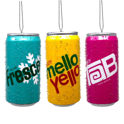 Coca-Cola® Fresca, Mello Yello & Tab Can Ornaments, 3 Assorted