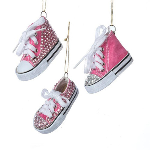 Pink Sneaker With Clear Stones Ornaments, 3 Assorted