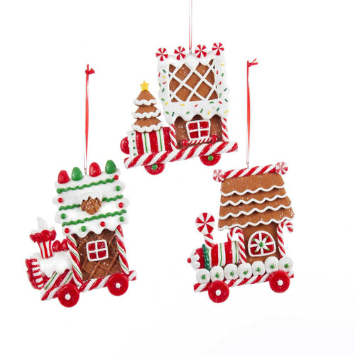 Gingerbread Train Ornaments, 3 Assorted
