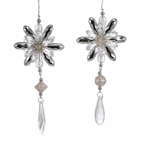 Clear and Silver Jewel With Drop Ornaments, 2 Assorted