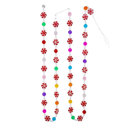 Multicolored Candy With Peppermint Rounds Garland