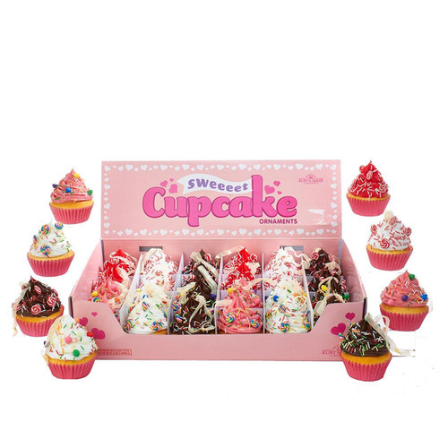 Sweet Cupcake With Candy Ornaments, 4 Assorted