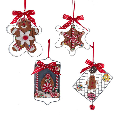 Gingerbread On Tray With Cookie Cutter Ornaments, 4 Assorted