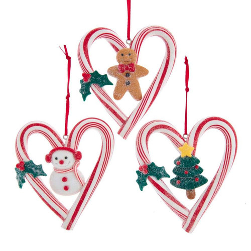 Candy Cane Heart Ornaments, 3 Assorted