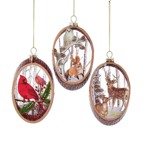 Glass Woodland Ornament, 3 Assorted